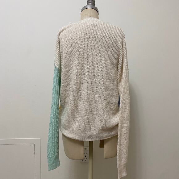 MINE Woman's Beige Color Block Pullover Sweater Large - Picture 3 of 5